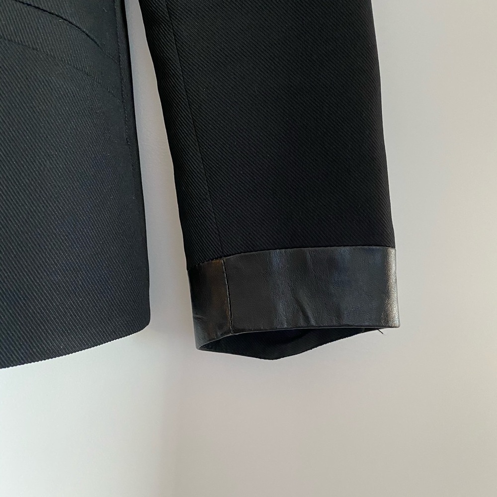 Helmut Lang Structured Blazer Size 0 Leather Black - image 5